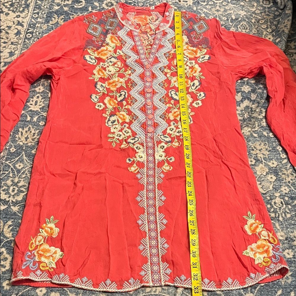 Johnny Was Harlow Floral V-Neck Embroidered Tunic Top Bohemian Cottagecore - Picture 13 of 16